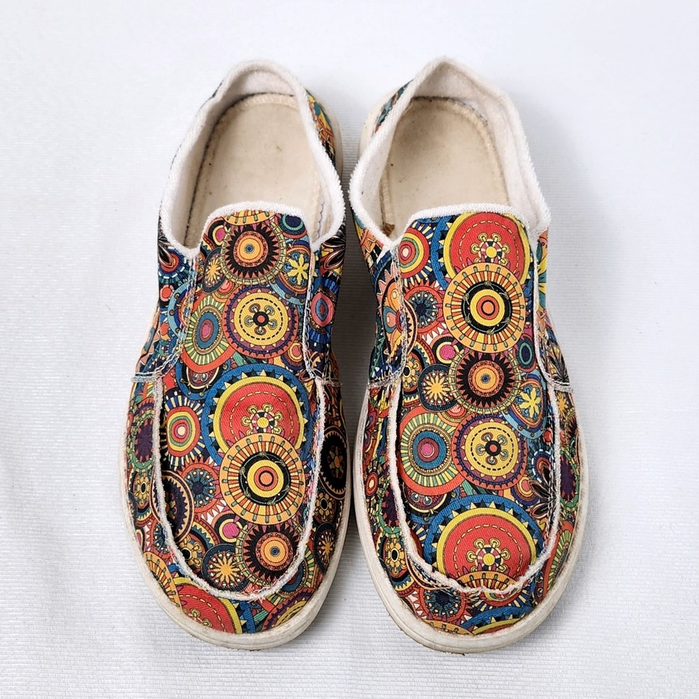 Colorful Bohemian Mandala Slip On Loafers Mens 7.5‎ Womens 9.5 Comfort Shoe